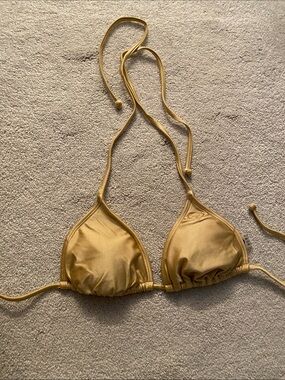 Roxy Metallic Gold Triangle Bandeau Bikini Top